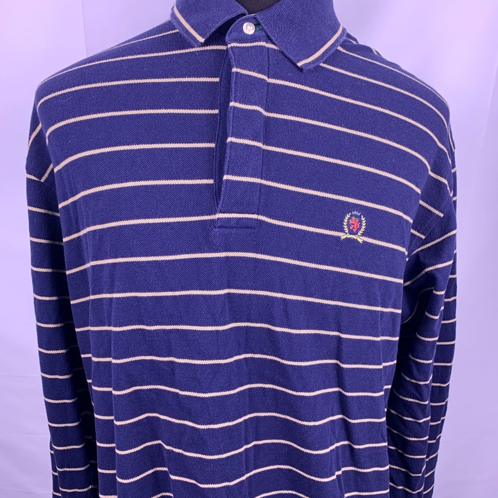 Tommy Hilfiger 90s Vintage Striped Mens Rugby Polo